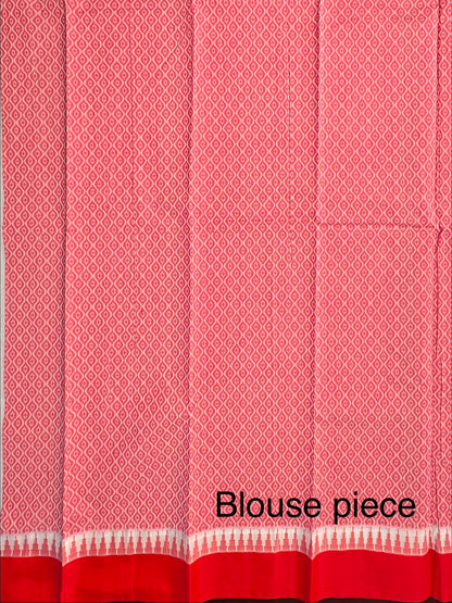 Off White-Red Doodh Aalta Cotton Saree