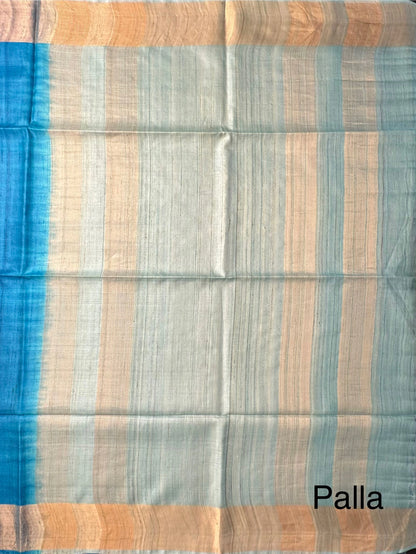 Shaded Blue Handloom Tussar Silk Saree