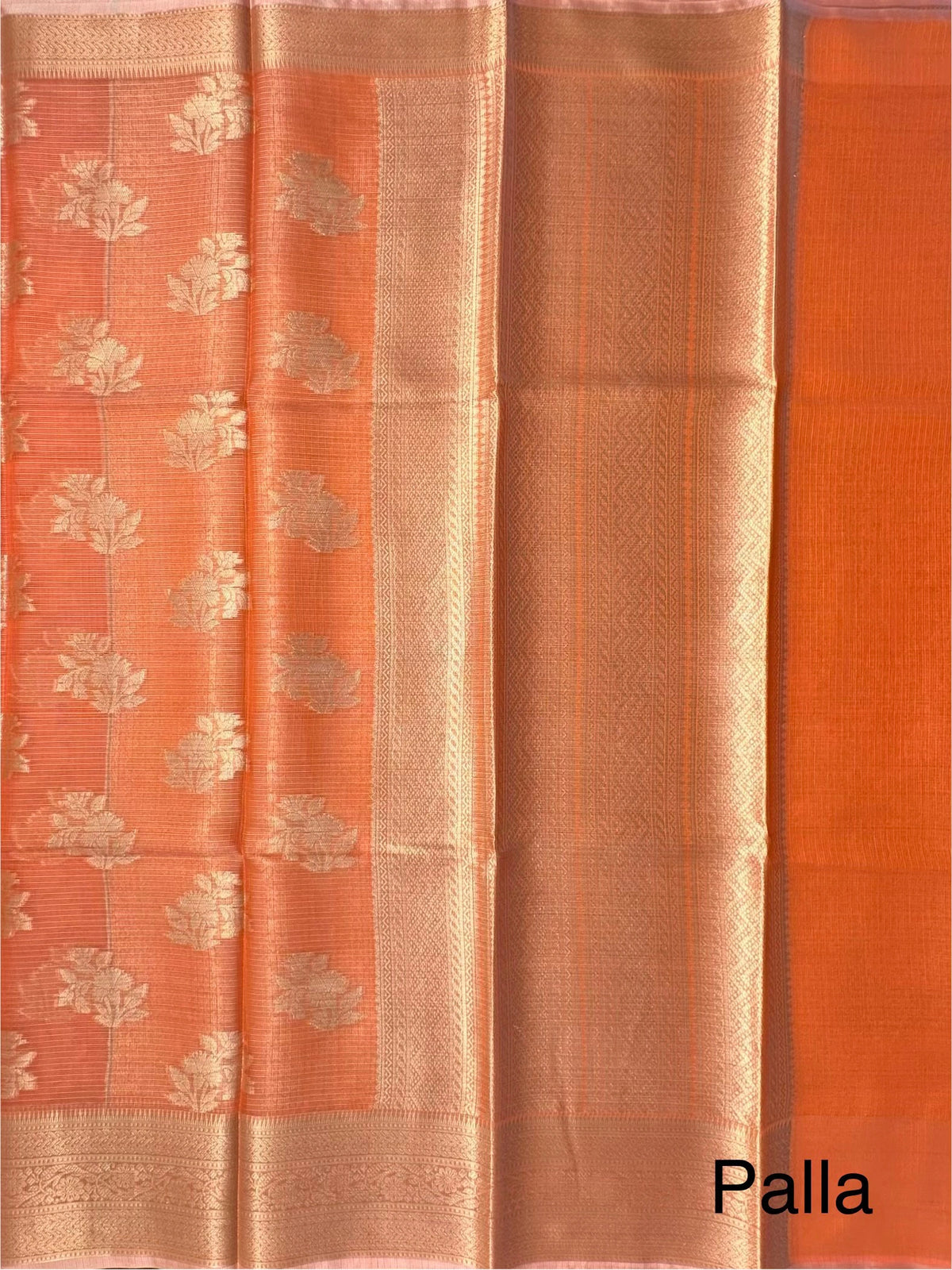 Orange Arvita Kota Doria Fancy Cotton Saree