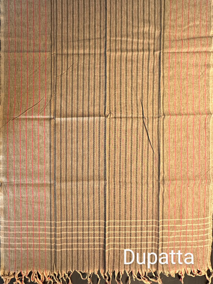Brown Checkered Handloom Cotton Suit