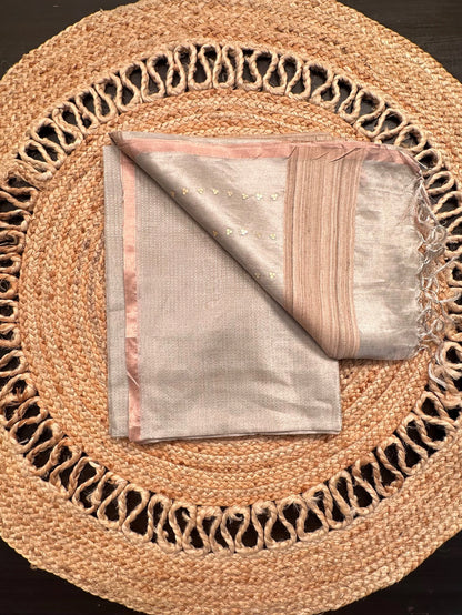 Silver Emboss Tissue Saree