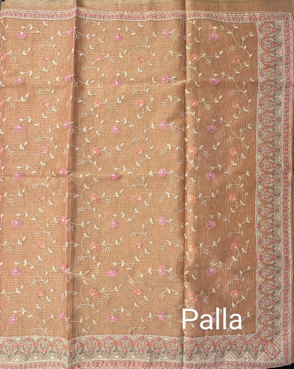 Peach Fancy Tissue Saree