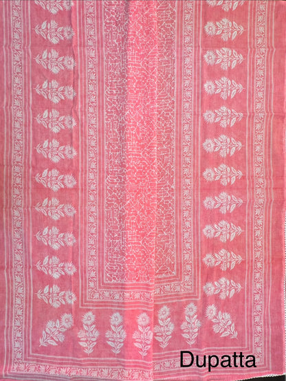Pink Angrakha Printed Cotton 3-Piece Suit