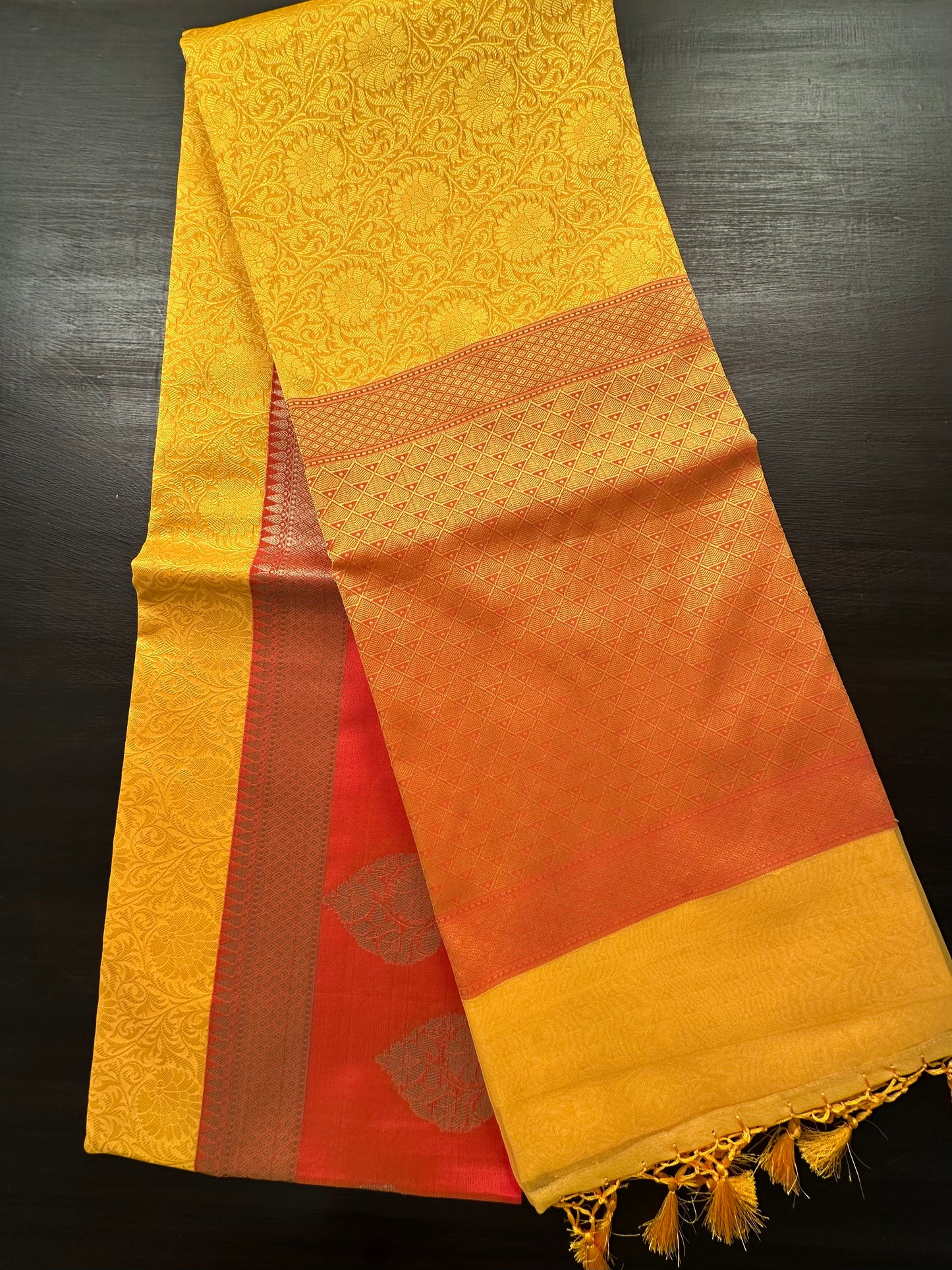 Yellow Fancy Tissue Saree