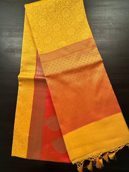 Yellow Fancy Tissue Saree