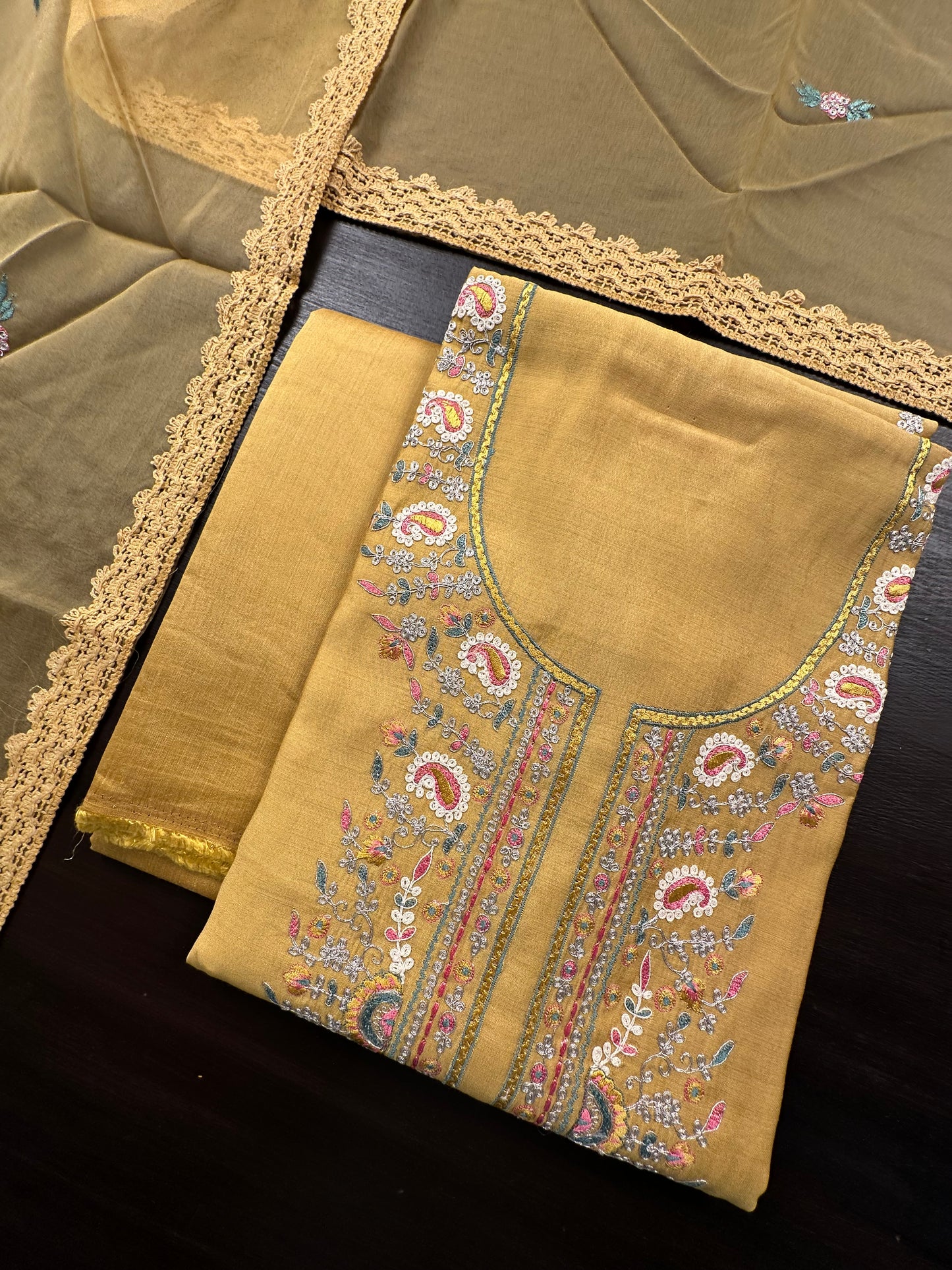 Mustard Pittan Work Cotton 3-Piece Suit