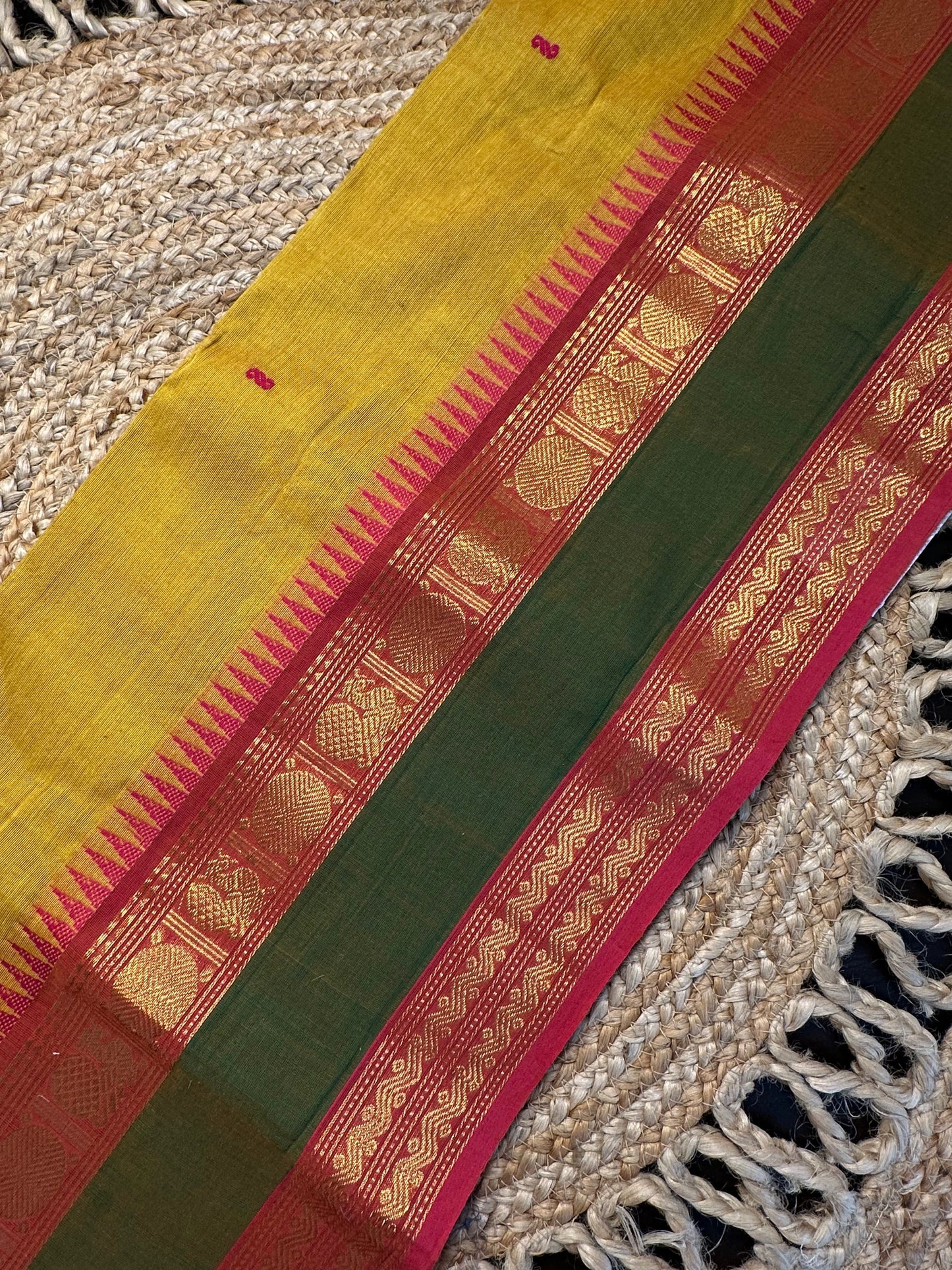 Mustard Narayanpet Cotton Saree