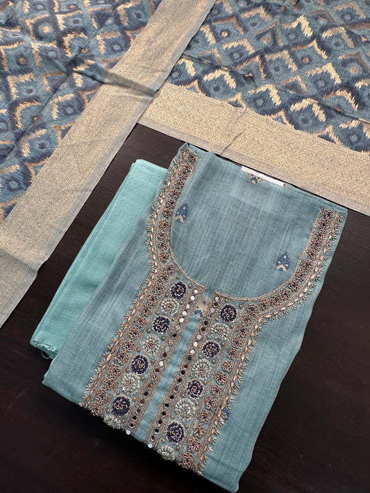Cotton Suit With Zardozi Hand Work