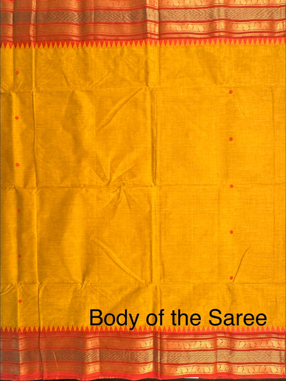 Mustard Narayanpet Cotton Saree