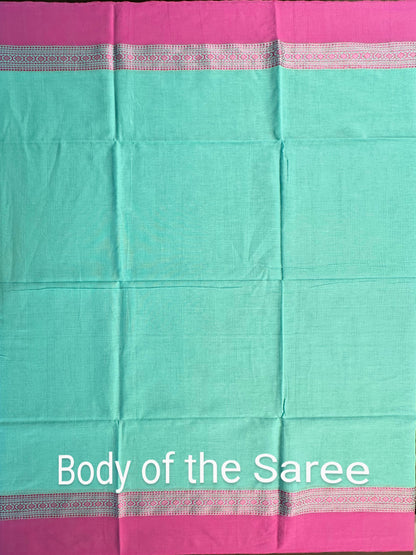 Sea Green-Purple Tripura Cotton Saree