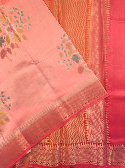 Peach Vishakha Pure Silk Saree