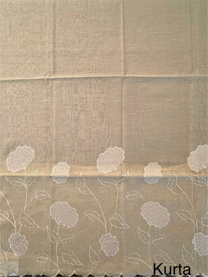 Light Beige Cotton Chanderi 3-Piece Unstitched Suit