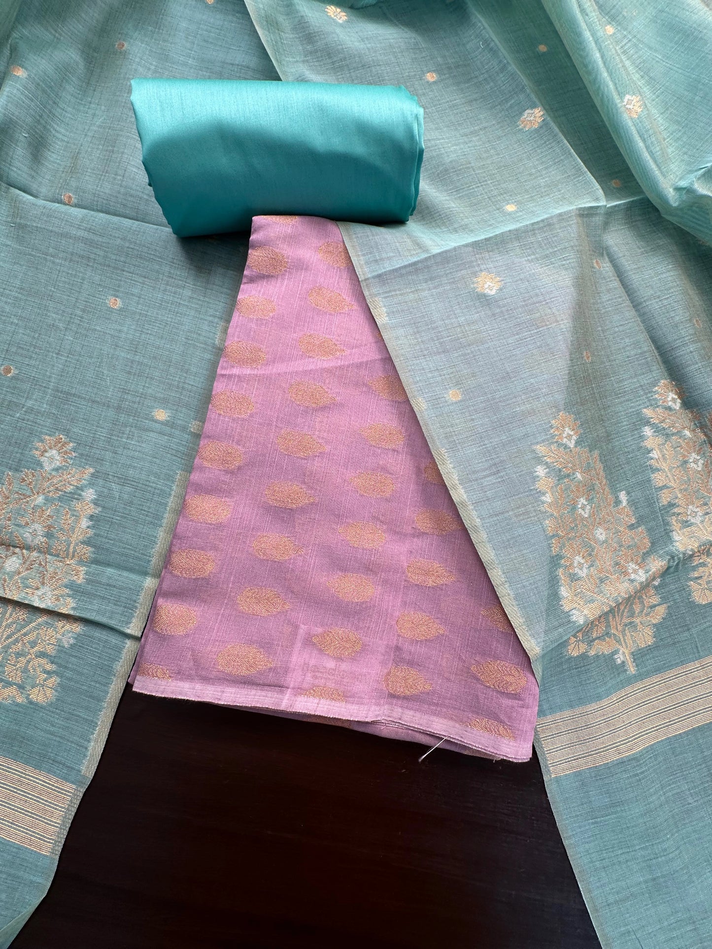 Mauve Jacquard Handloom Suit