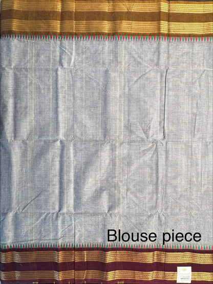 Grey Narayanpet Cotton Saree