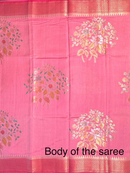 Pink Vishakha Pure Silk Saree