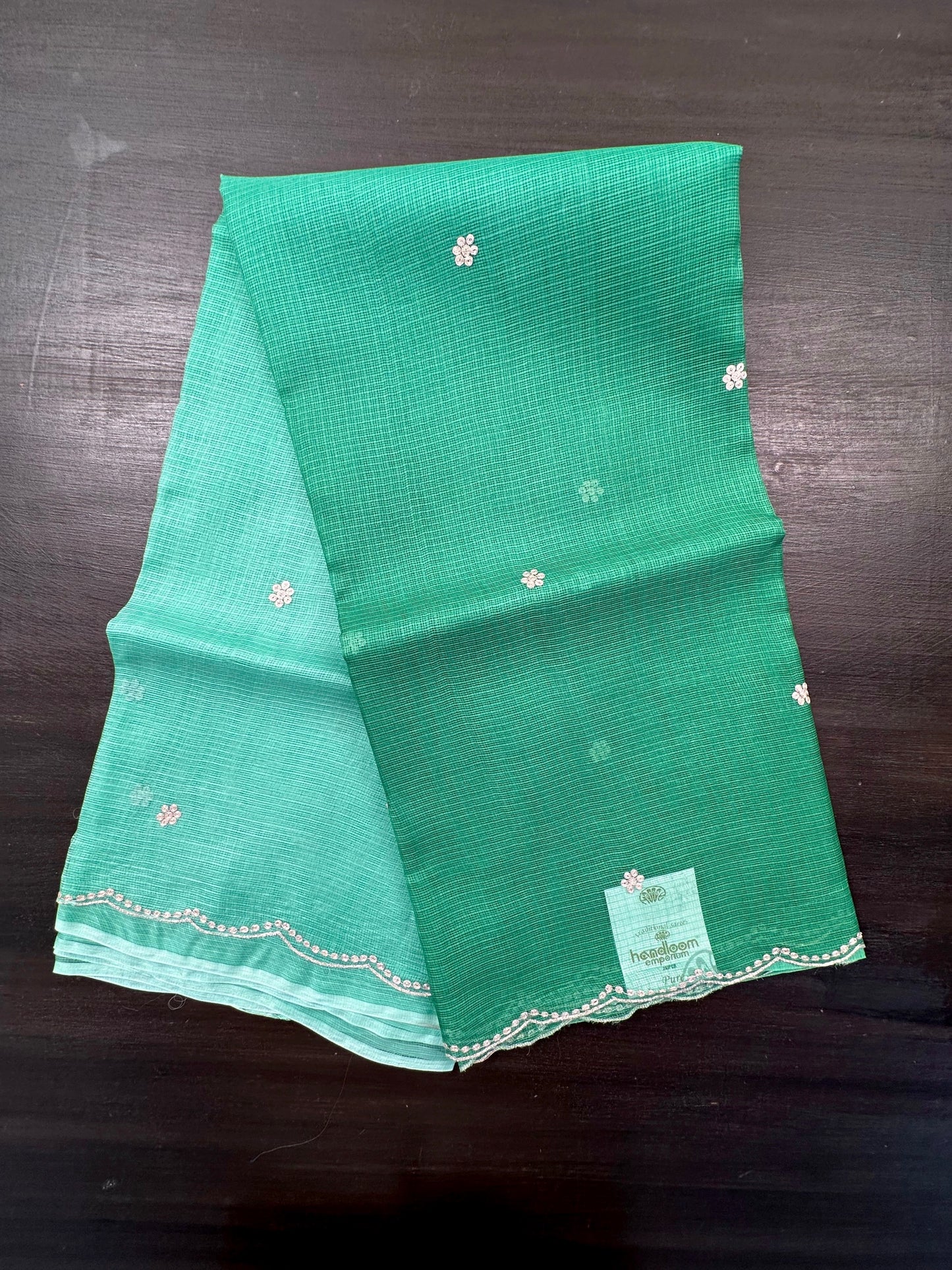 Pista Green Gitika Kota Doria Pure Silk Saree