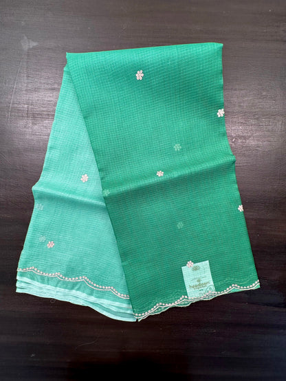 Pista Green Gitika Kota Doria Pure Silk Saree