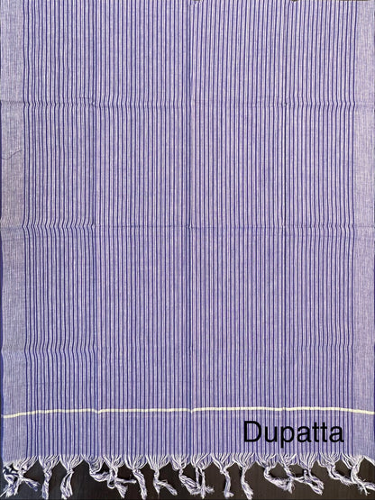 Blue Dharwad South Cotton 3-Piece Suit