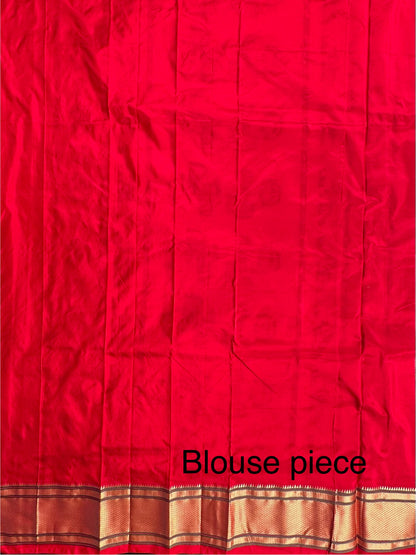 Off White-Red Paithini Silk Saree