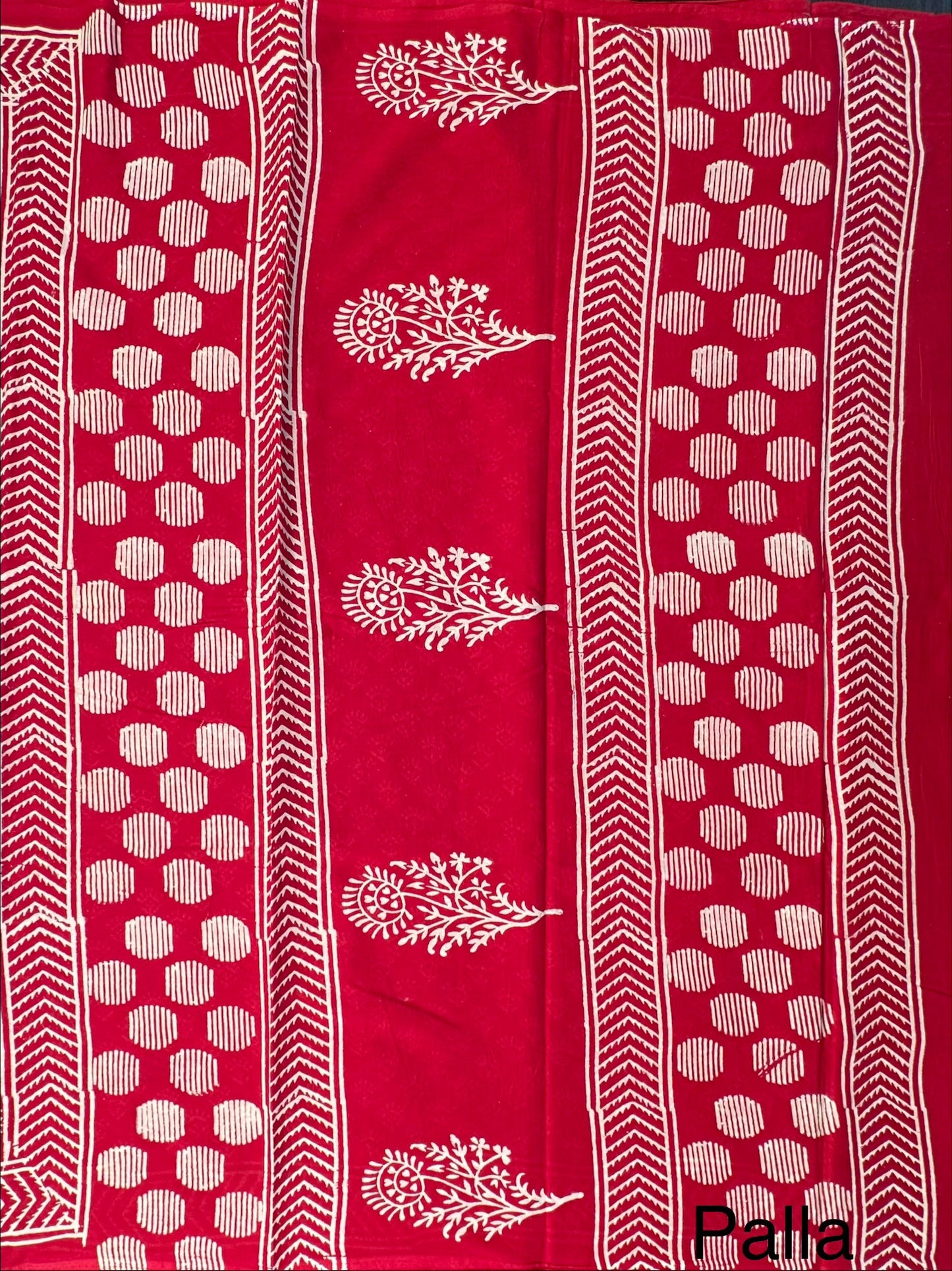 Red Bagru Hand Block Print Pure Cotton Saree