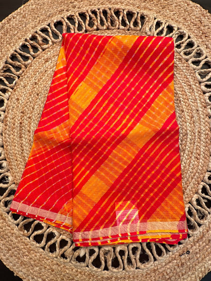 Red-Yellow Mothra Kota Doria Pure Silk Saree