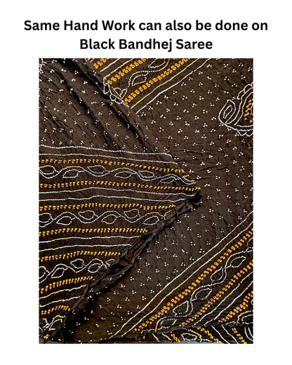 Bandhej Work Chinon Saree