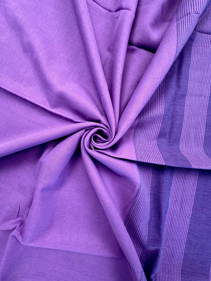 Purple Piku Bengal Cotton Saree