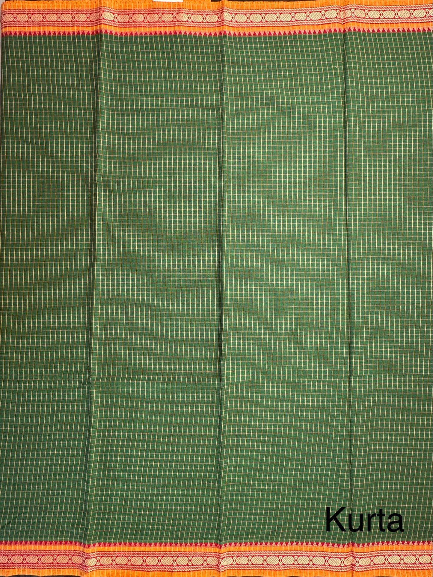 Green Checkered Dharwad South Cotton 3-Piece Suit
