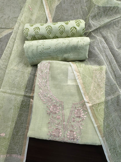 Pista 4-Piece Kota Doria Cotton Unstitched Suit