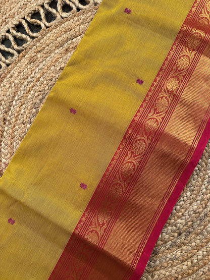 Olive Green Narayan pet Cotton Saree