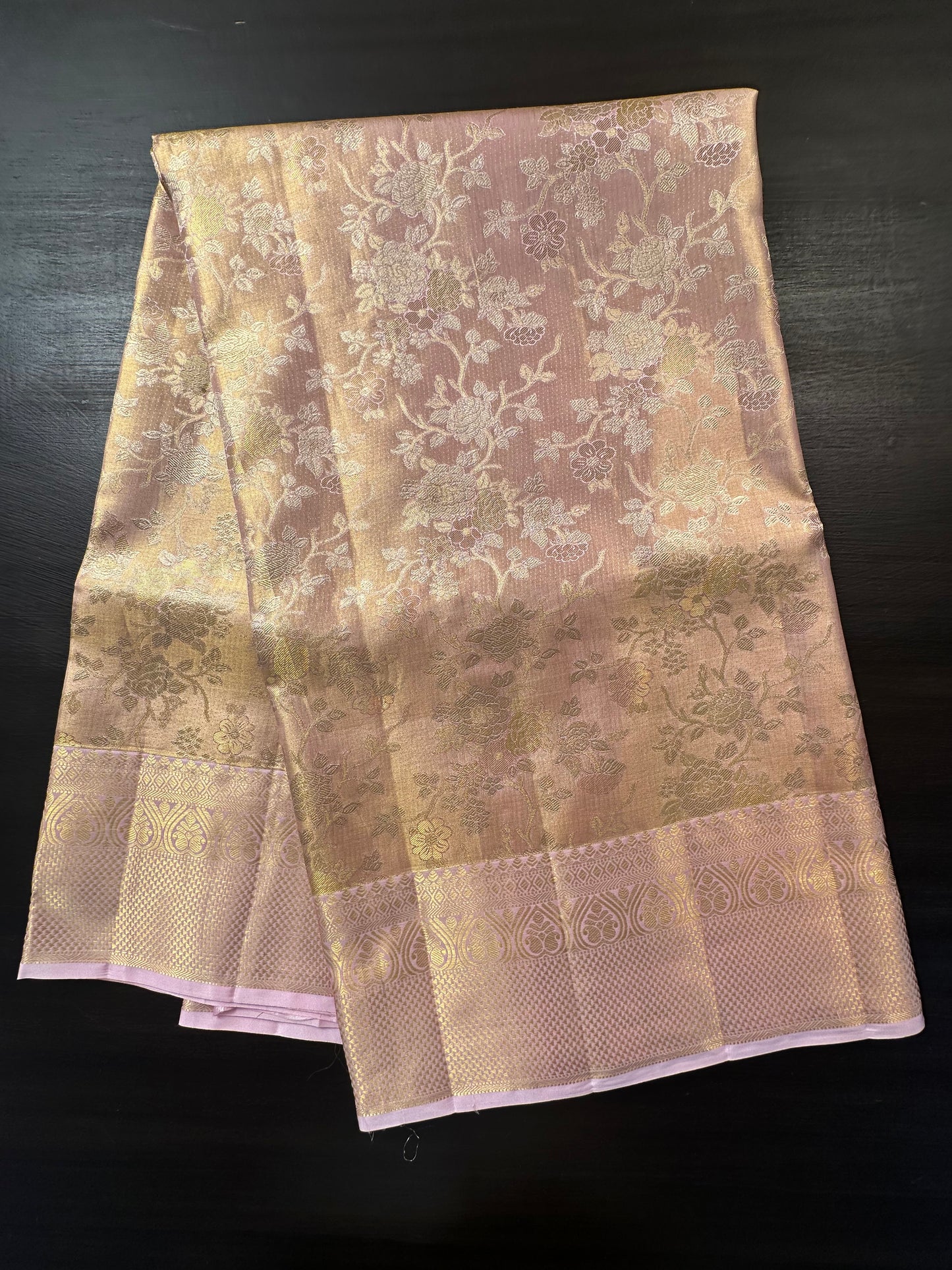 Baby Pink Handloom  Jamawar Pure Tissue Silk Saree