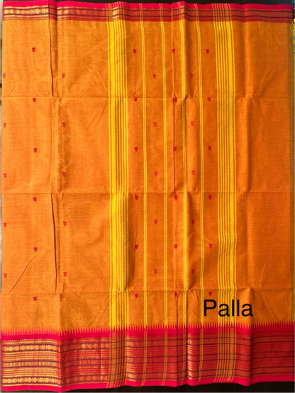 Mustard Narayanpet Cotton Saree