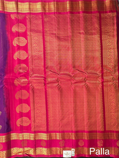 Purple-Rani Gadwal Pure Silk Saree
