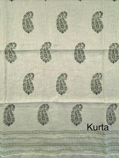 Pista Green Jute Cotton 3-piece Unstitched Suit