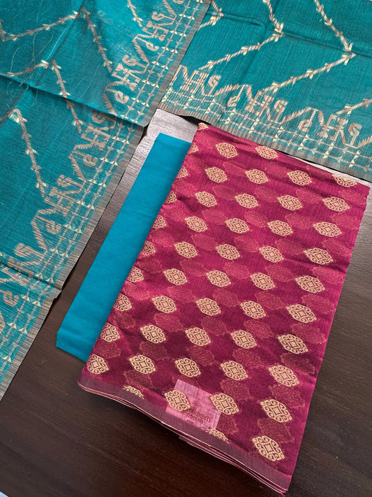 Wine Jacquard Handloom Suit