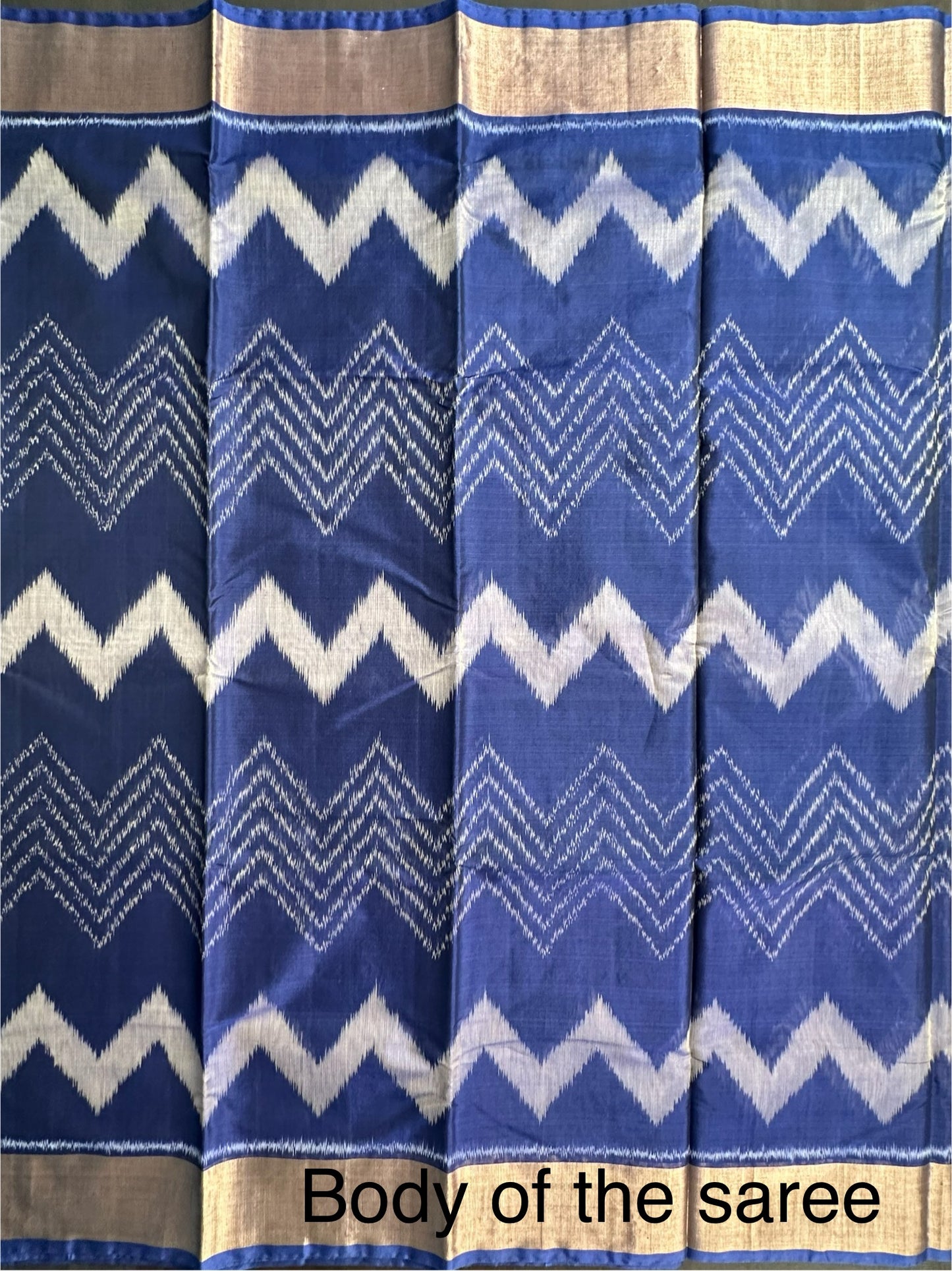 Royal Blue  Ikkat Kosa Cotton Silk Saree