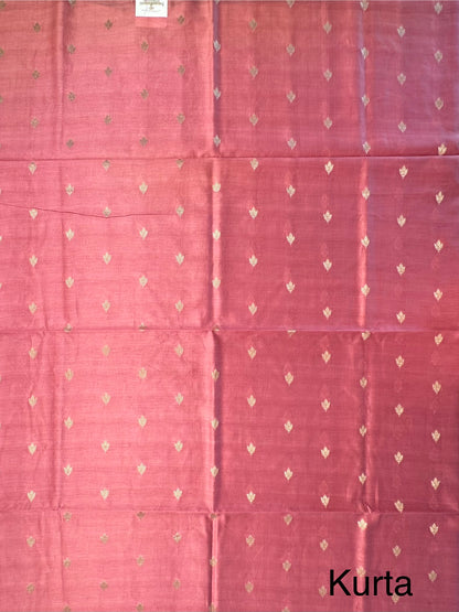 Pink Chanderi 3-Piece Unstitched Suit With Madhubani Dupatta