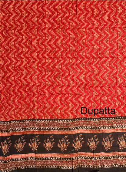 Black Printed Cotton 3-Piece Suit