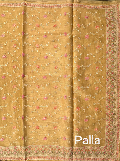 Mustard Fancy Tissue Saree
