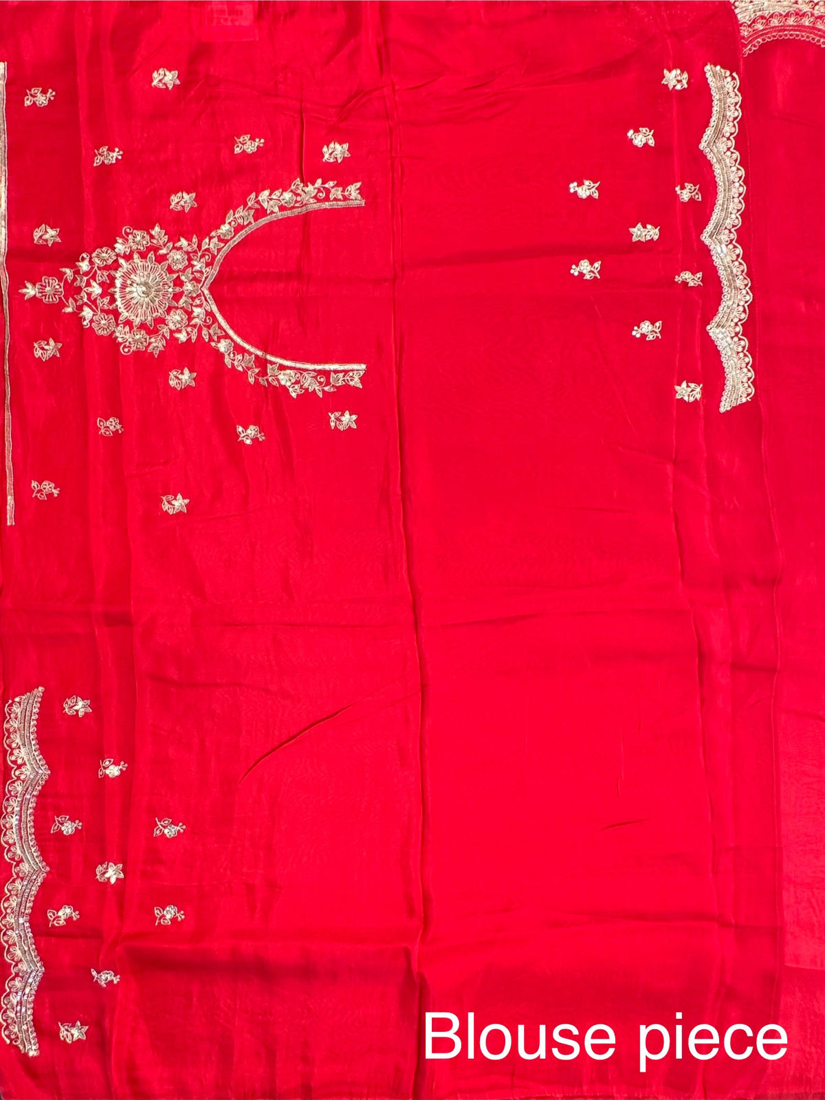 Red Artificial Crepe Saree With Hand Work