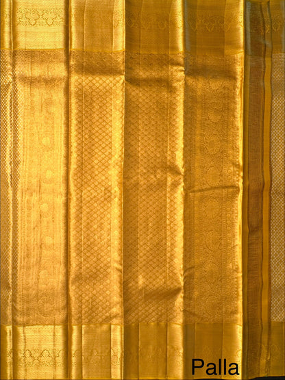 Golden -Mustard Handloom Kanjivaram Tissue Pure Silk Saree