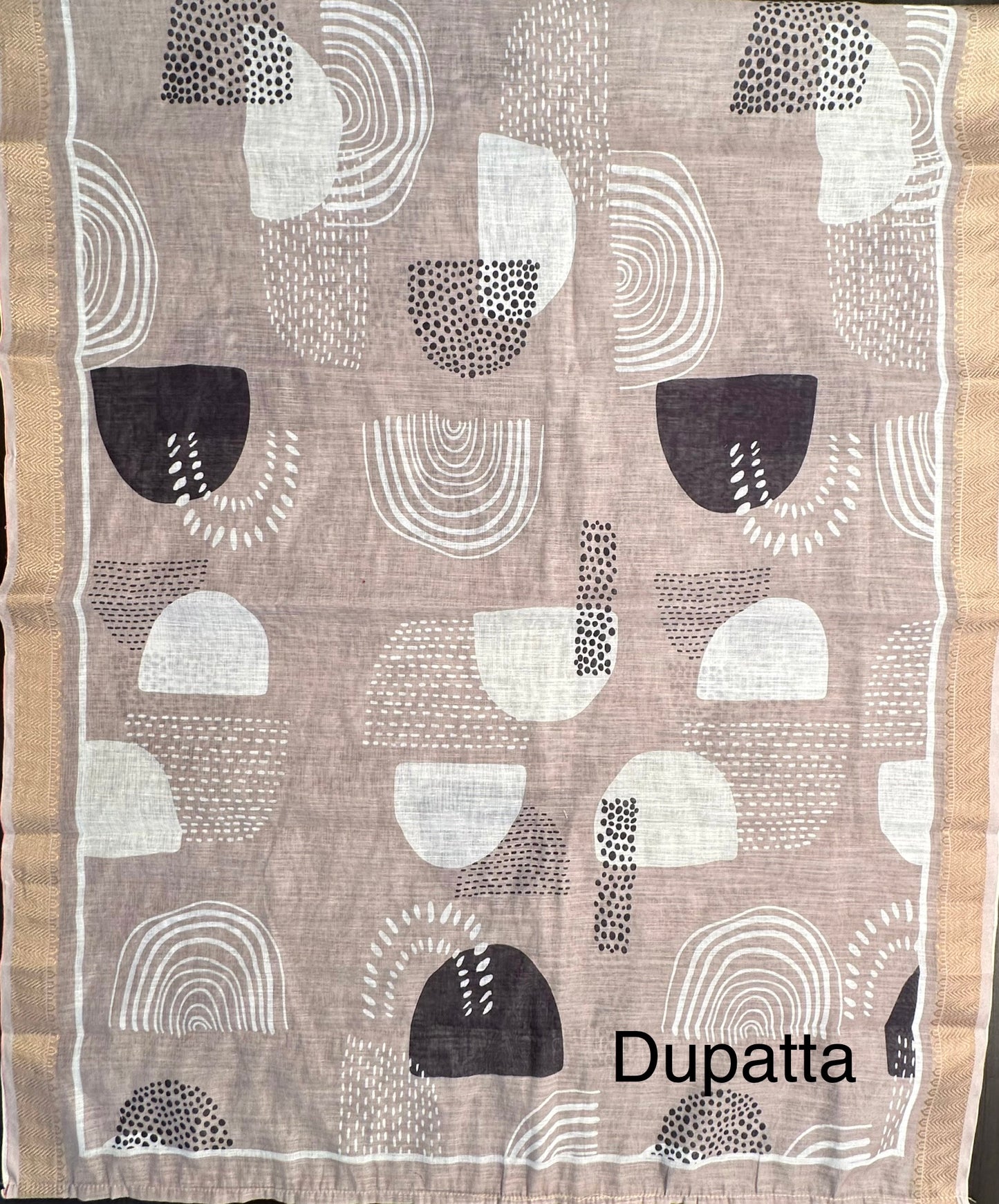 Off White-Beige Necktie Fancy Cotton 3-Piece Suit