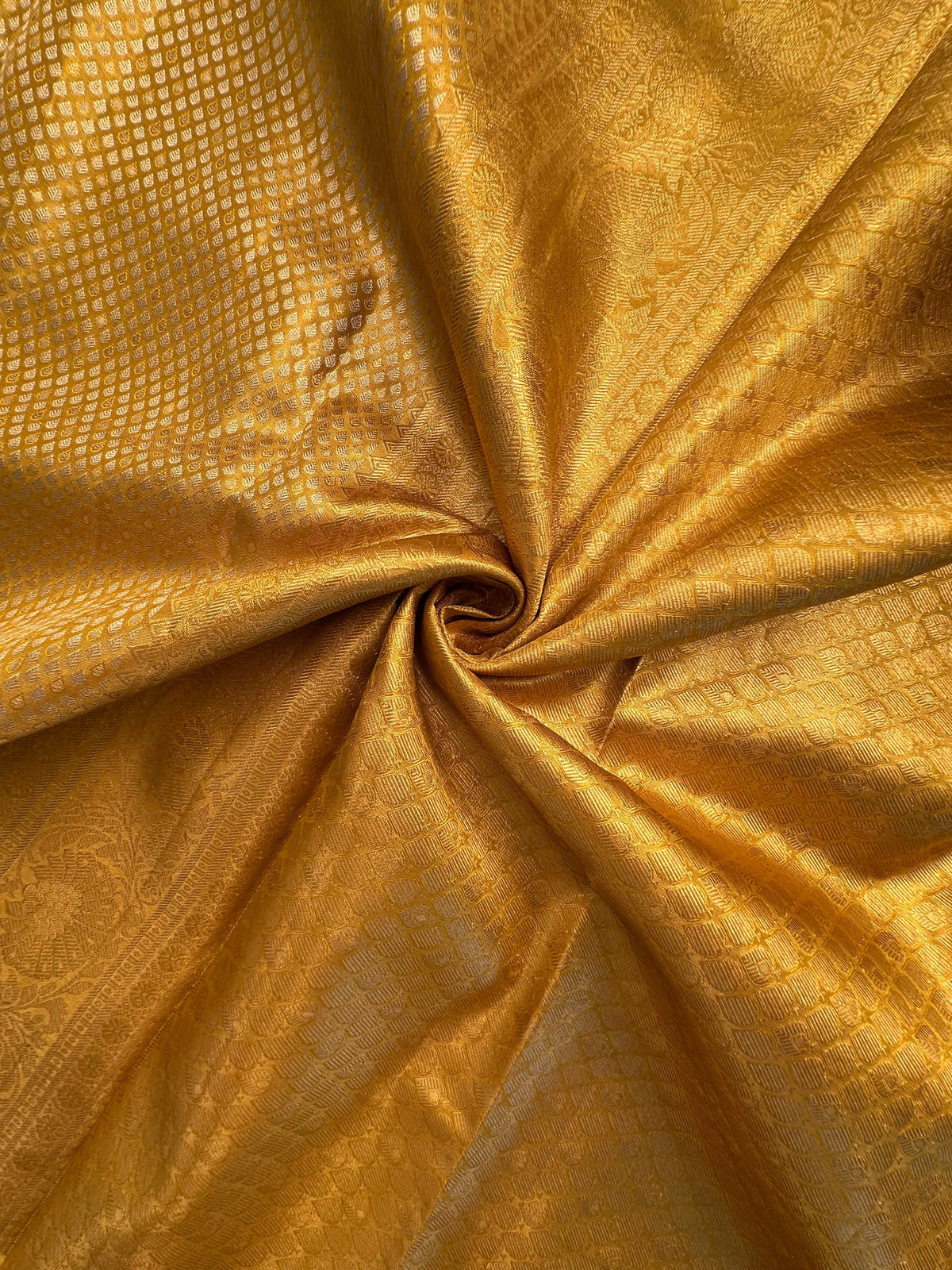 Golden -Mustard Handloom Kanjivaram Tissue Pure Silk Saree