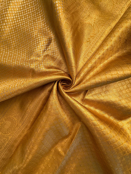 Golden -Mustard Handloom Kanjivaram Tissue Pure Silk Saree