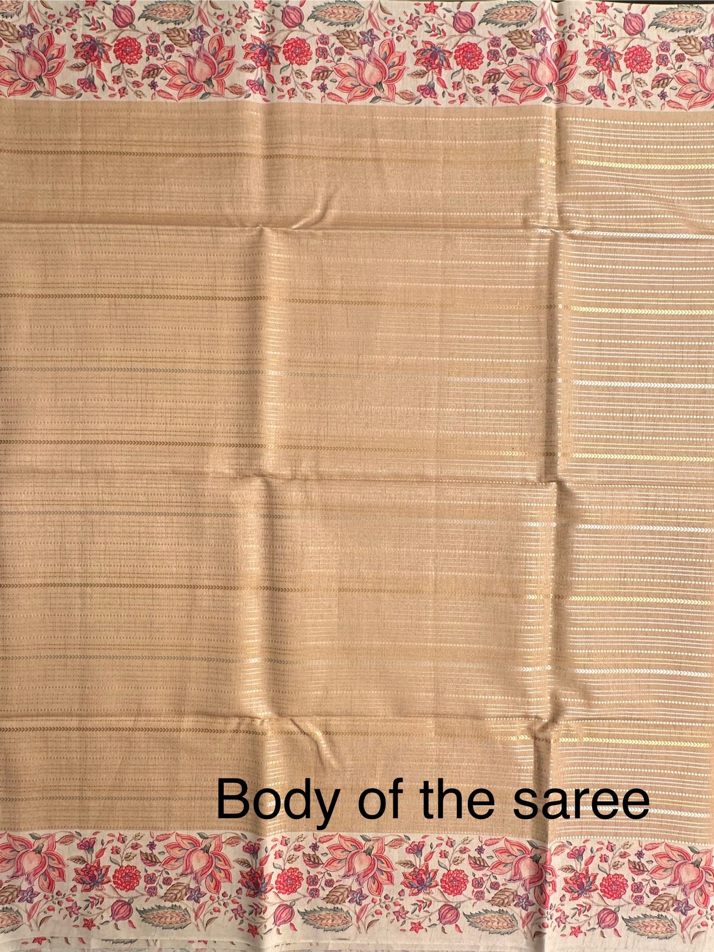 Golden-Beige Printed Art Silk Saree