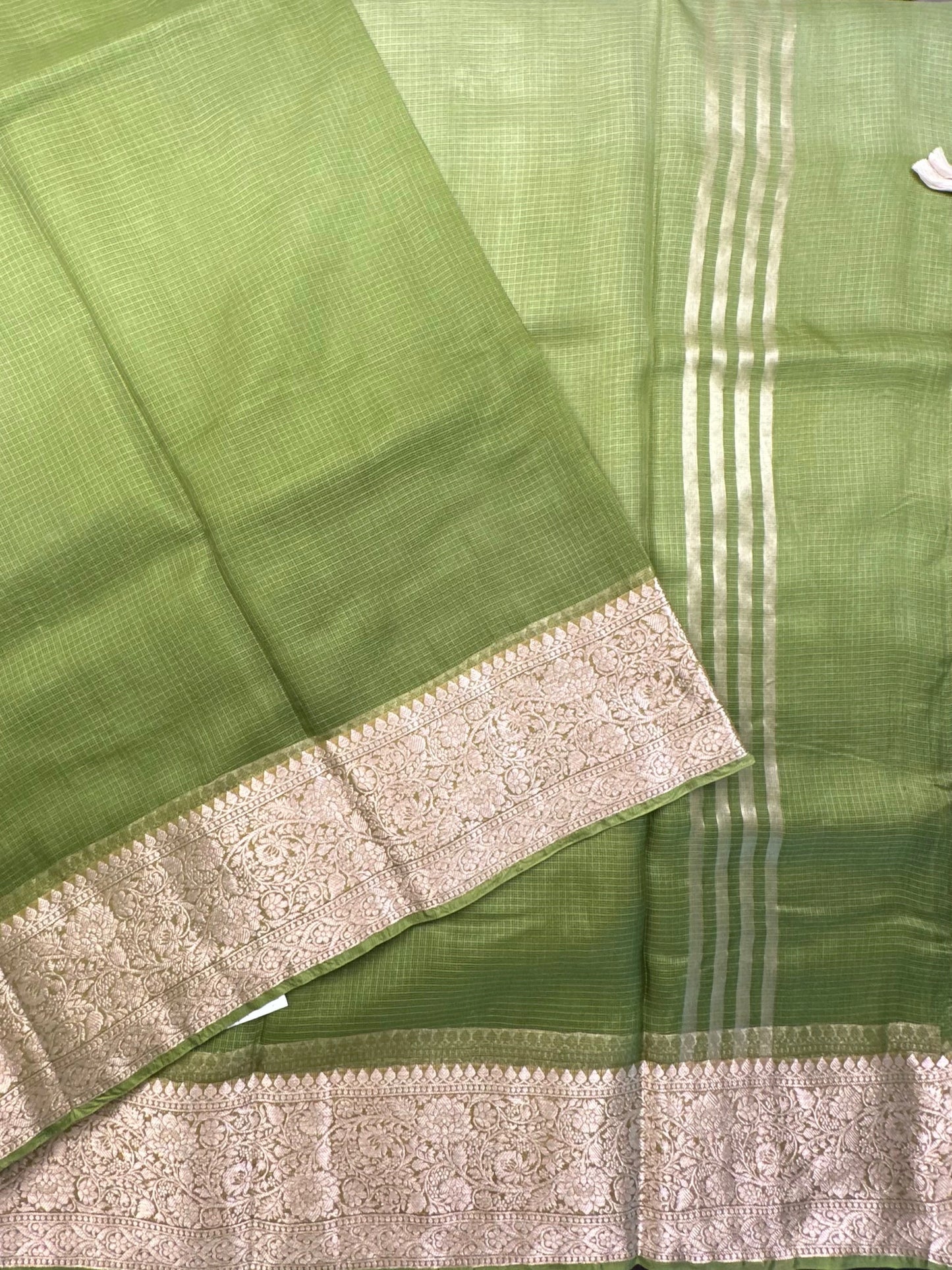 Shaded Green Pure Kota Doria Silk Saree