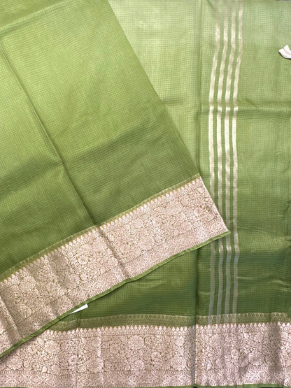 Shaded Green Pure Kota Doria Silk Saree