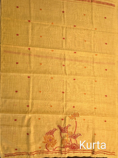 Yellow Jamdani Fancy Cotton 3-Piece Suit