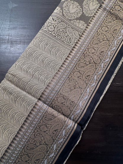 Grey-Black Fancy Tissue Saree