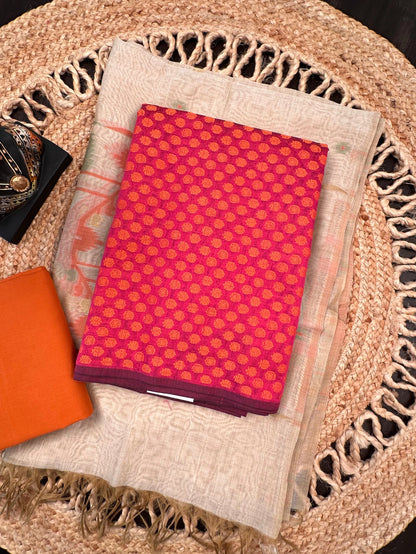 Magenta Jacquard 3-piece Unstitched Cotton Suit